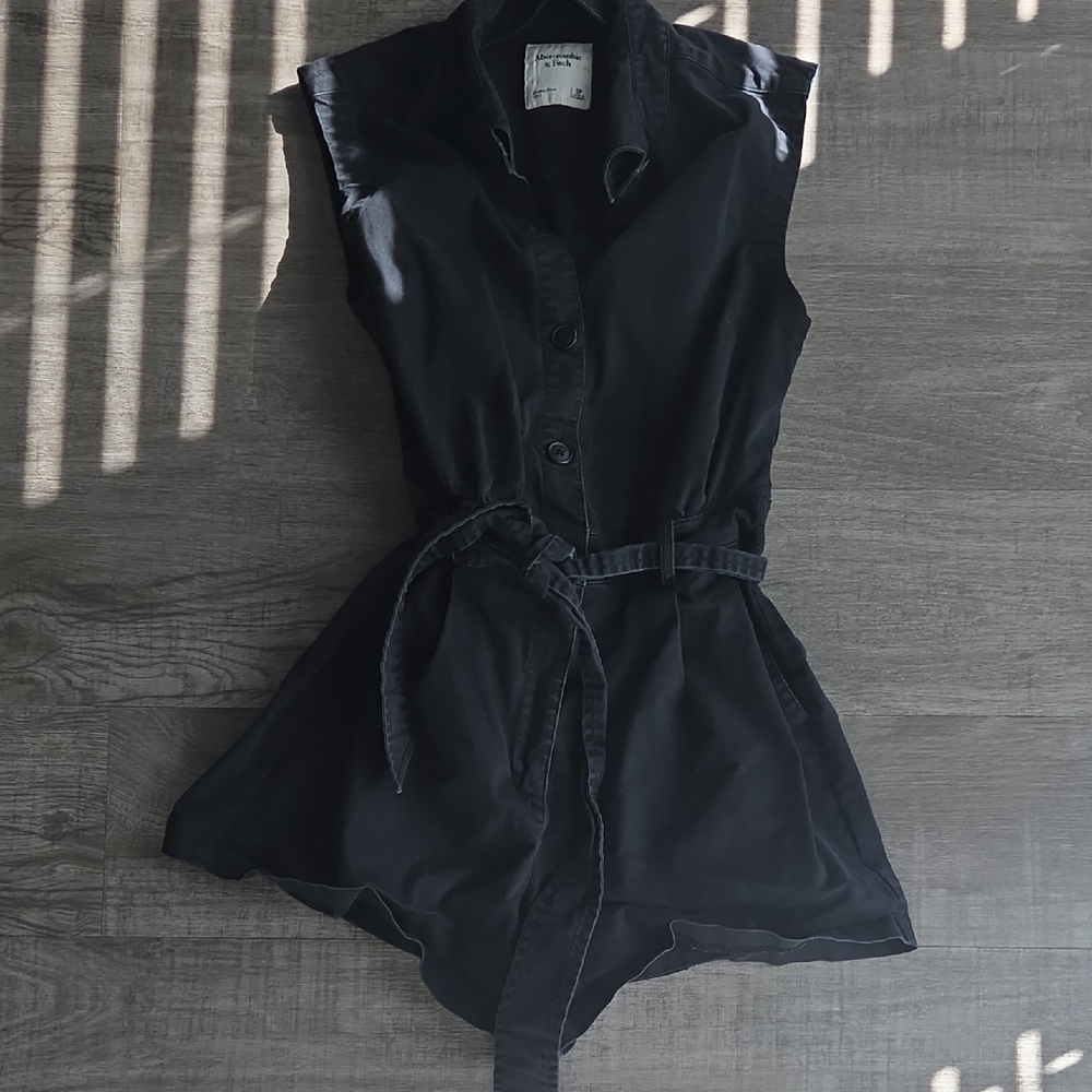 Abercrombie & Fitch Black Button-Up Romper